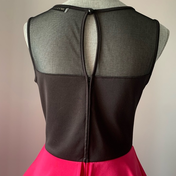Pink and Black mesh cut out peplum dress - Picture 6 of 6